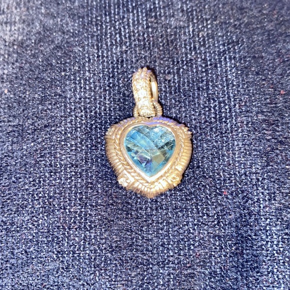 💙Judith Ripka vintage double sided blue topaz heart shaped pendant - Picture 1 of 11